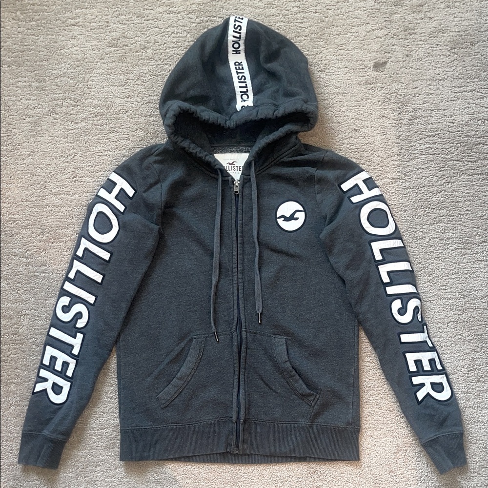 Hollister Charcoal Zip-Up Hoodie